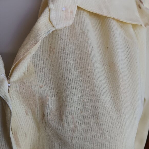 Small 32 True Vintage Blouse Japan Button-Up Long Sleeve Mod Puppy Collar 1970's - Picture 5 of 8